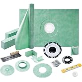 Albott 38" x 60" Shower Curb Kit, Center Drain, PVC Bonding Flange | Complete Shower System,Includes Tray, Curb, Membrane, Seals, Corners, PVC Bonding Flange, Trowel &amp; Level