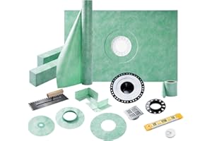 Albott Shower Curb Kit, Full Shower Installation Set with 38" x 60" Tray, Curb, Membrane, Seals, Bonding Flange, Corners, Tro