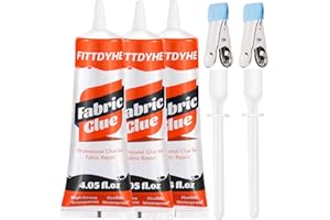 FITTDYHE 3 Pcs 120 ML Fabric Glue Permanent for Clothing Repair, Washable Clear Fabric Adhesive for Patch, Clothes, Sewing, Denim, Leather, Polyester, Flannel, Cotton