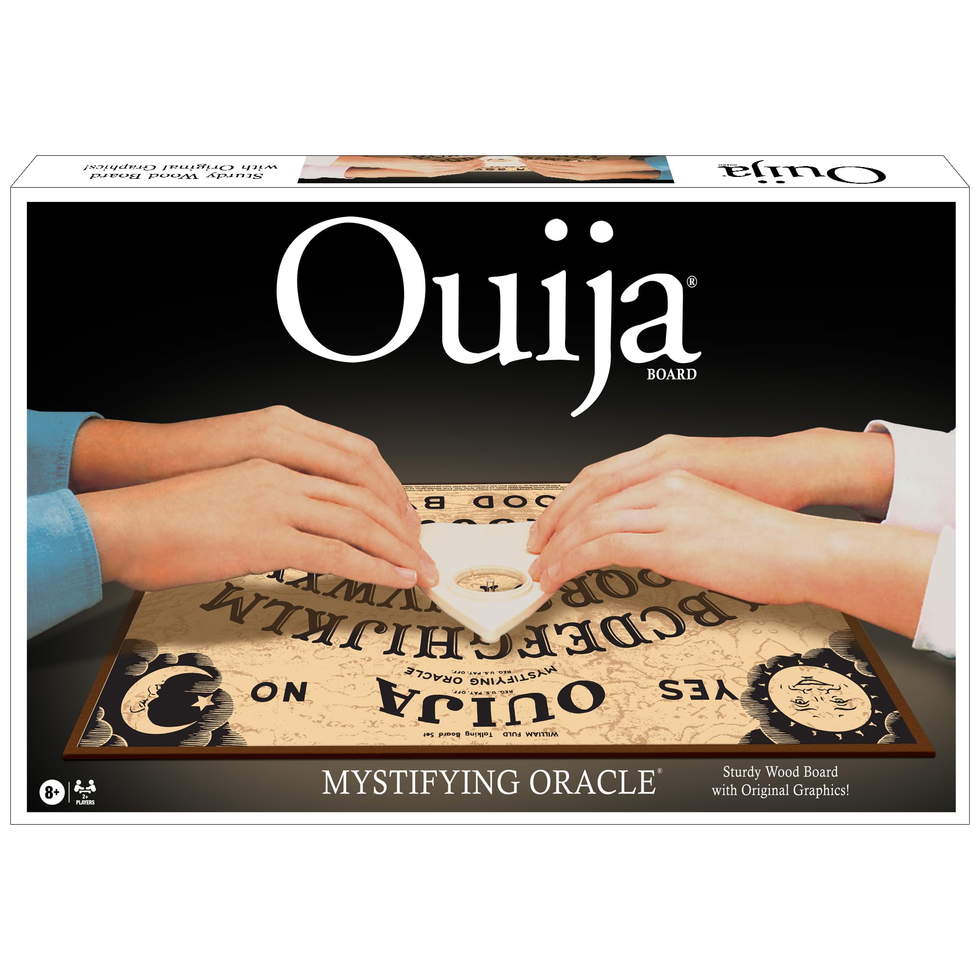 Classic Ouija with 1990s Artwork by Winning Moves Games, Thick Wood Premium Quality Talking Spirit Board, for 2 or More Players, Ages 8 and Up (1175)