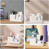 GORESE Pen Holder Desk Organizer White Wood Linen Finish 20.5 x 11 x 9.3 cm view 7