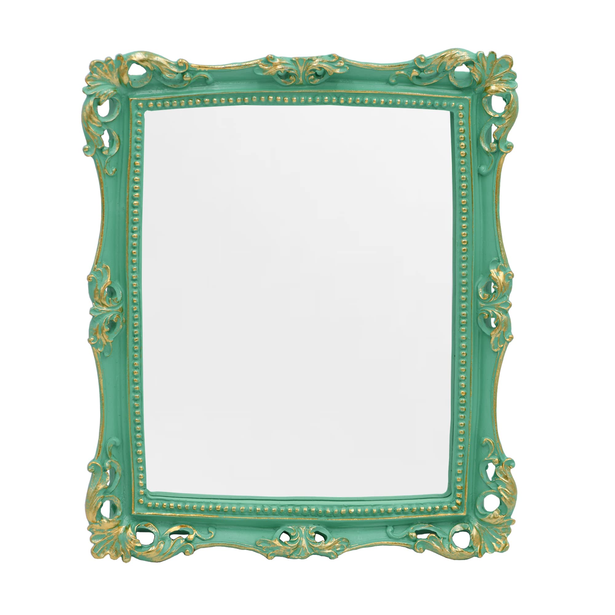 Funerom Vintage 27.9 x 24.1 cm Decorative Mirror, Wall Mounted & Tabletop Makeup Mirror ，Square (Light Green)