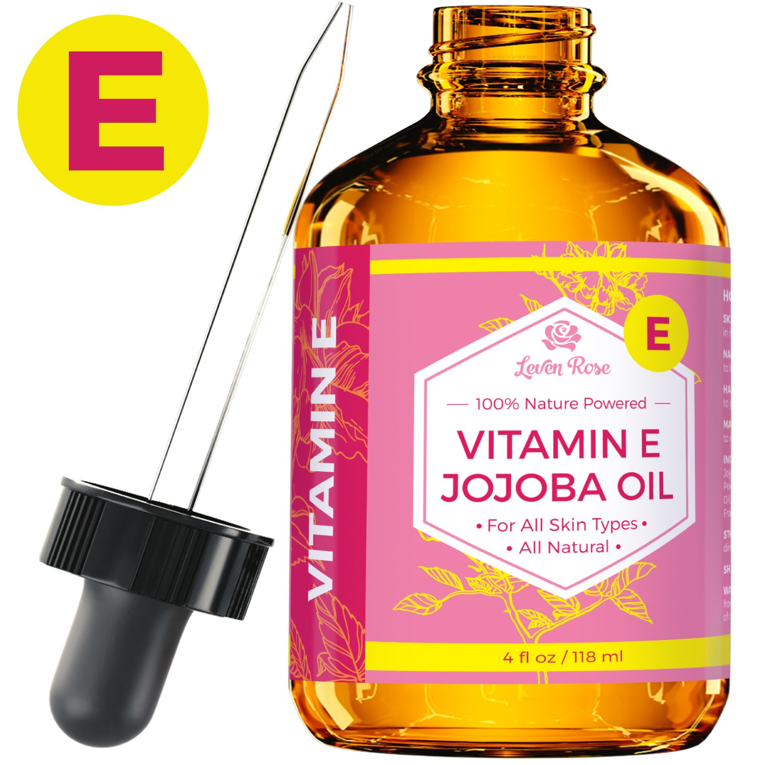 Vitamin E Jojoba Oil by Leven Rose 100 Pure Organic All Natural Face