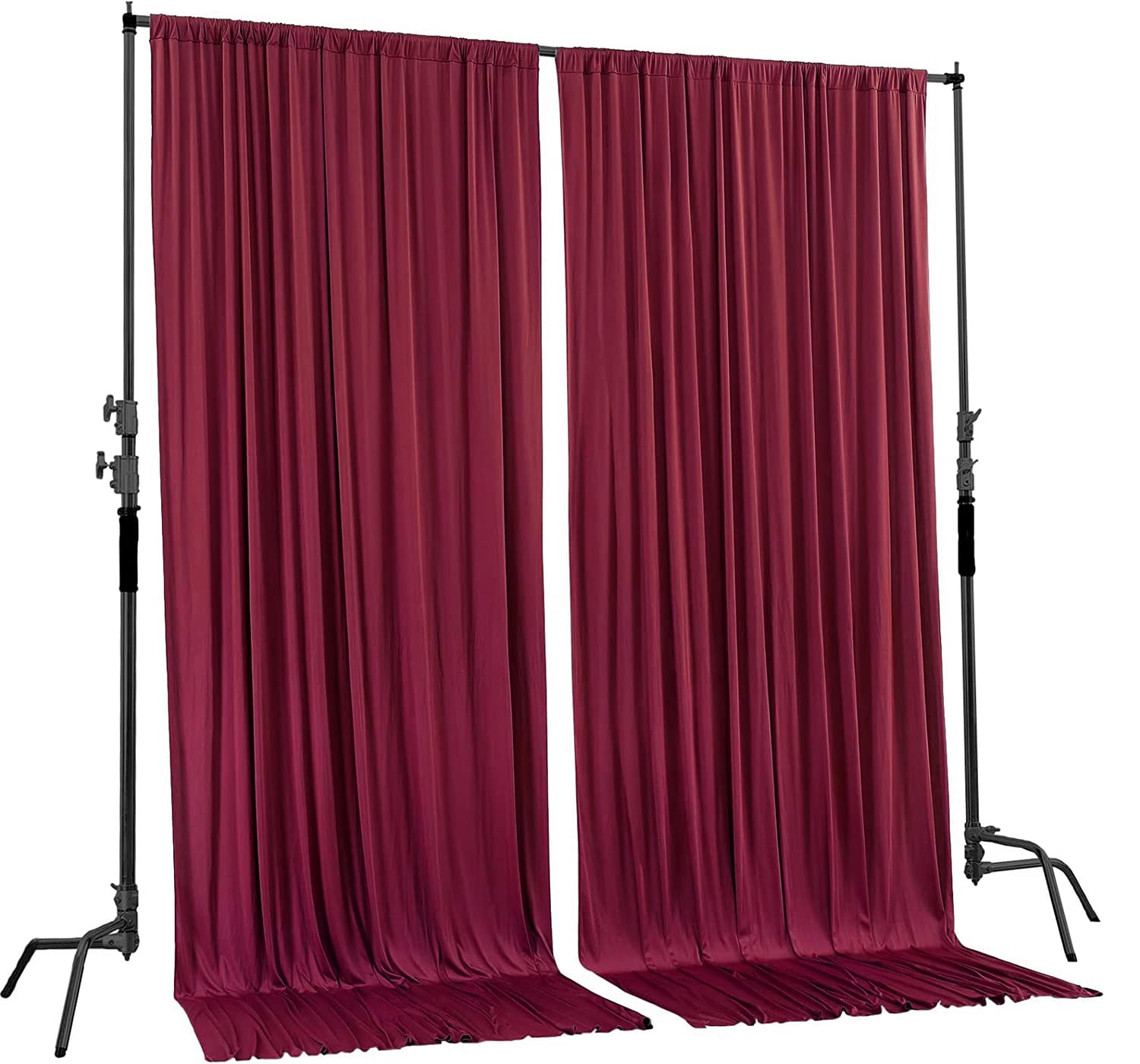 AK TRADING CO. 10 feet x 10 feet Polyester Backdrop Drapes Curtains Panels with Rod Pockets - Wedding Ceremony Party Home Window Decorations - Burgundy (DRAPE-5x10-BURGUNDY)