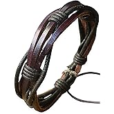 BeGenuine Store Mens Leather Bracelet Braided Brown Rustic Gift For Dad Fathers Day Cuff Wrist Band Rope Bracelet for Guys