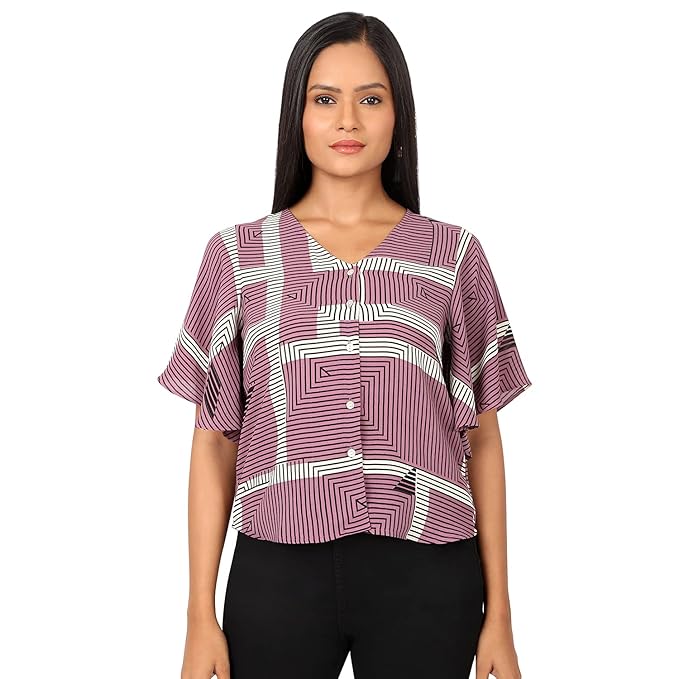 Buy TaMisKa Pink Flared Bell Sleeve Georgette TOP at Amazon.in