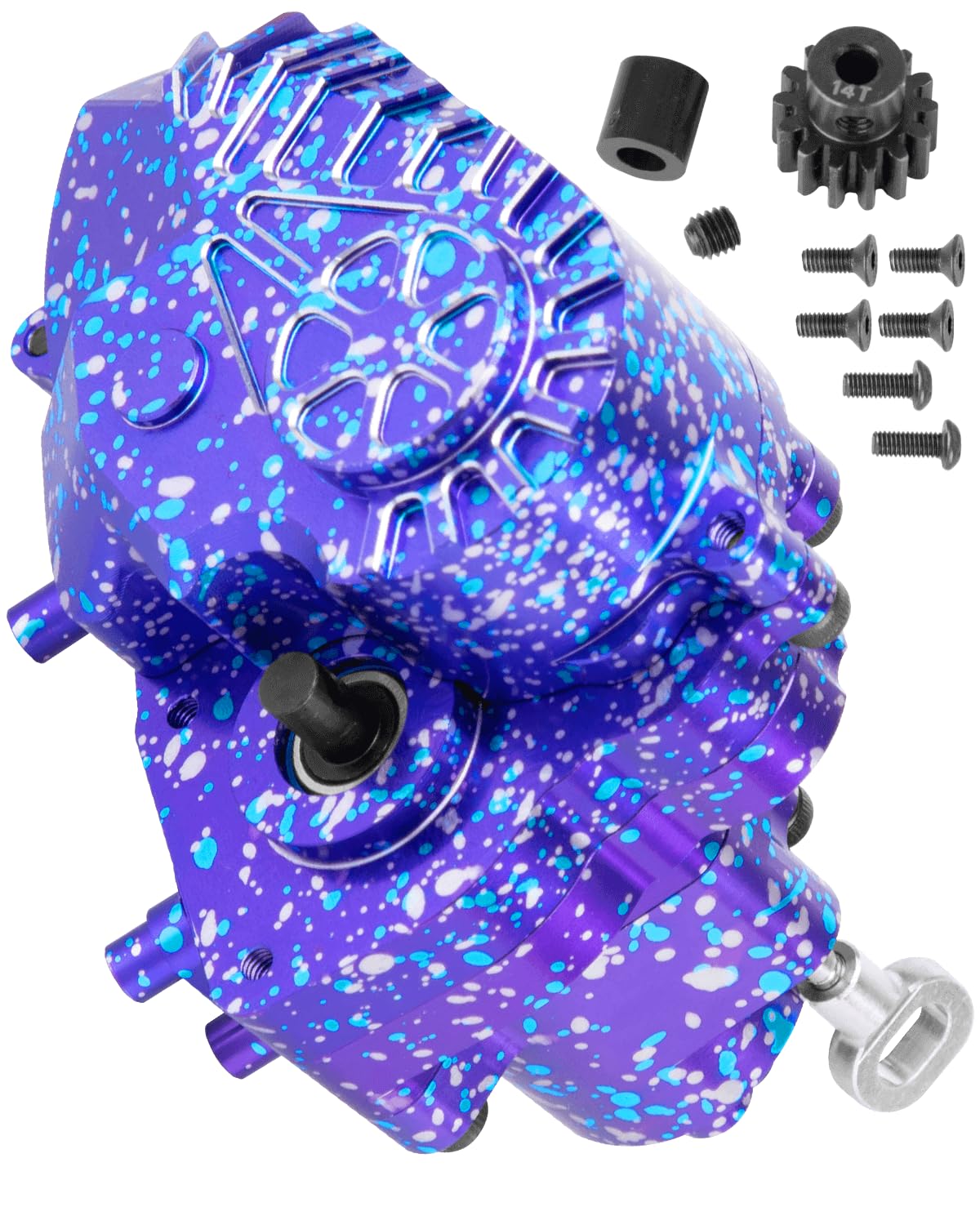 Photo 1 of RCHuiWow RC Transmission w/Gear Upgrades Part for 1/10 SCX10 AXI03004 Capra 1.9 UTB,Aluminium Alloy Complete Gearbox Transmission Case with Gear,Mix Purple&Blue