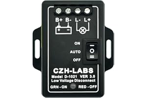 CZH-LABS LVD Low Voltage Disconnect Module. 12V / 30Amp Black ABS Panel Mount Terminal Block