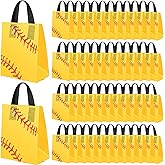 Silkfly 50 Pack 6 x 8 Inch Softball Snack Bags Plastic Small Softball Print Goodie Gift Party Favor Bags for Sport Theme Party Decorations Game Celebration Supplies