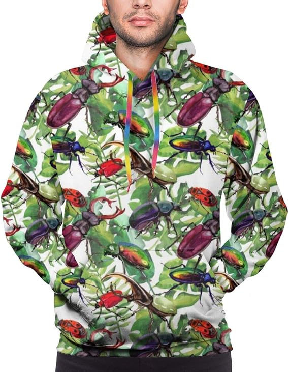 Amazon Co Jp カブトムシ野生昆虫パターン メンズ パーカー 3dプリント プルオーバー スウェットシャツ 長袖 フード付 大人 若者 カジュアル スポーツ 服装 春 秋 冬 服 ファッション小物