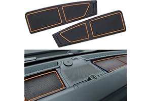 LOCOY Dash Cover Tray for Ford Bronco Accessories 2021-2023 2024 2025, Dashboard Compartments Mat, Anti-Slip Silicone Insert, Anti Dust Interior Dash Pad Liner for Bronco 2/4-Door (2pcs, Orange Trim)
