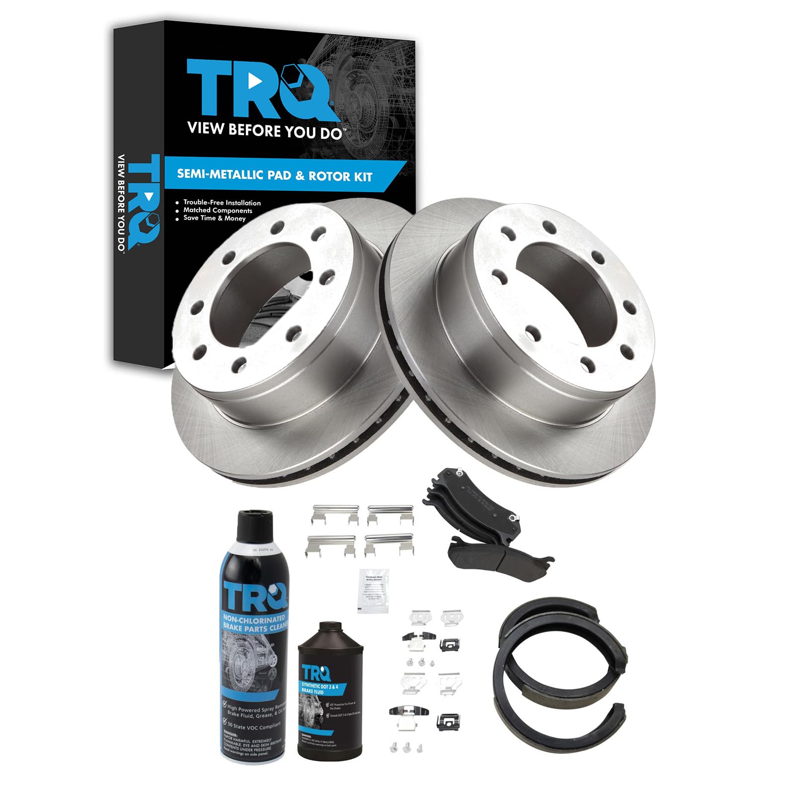 TRQ Rear Brake Pad & Rotor Kit Semi-Metallic Compatible with 2004 Chevrolet Silverado 2500 2004-2005 Silverado 2500 HD 2003-2005 Suburban 2500 GMC Sierra 2500 Sierra 2500 HD
