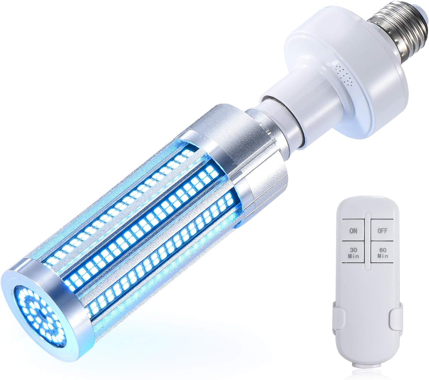 2020 Newest 60W UV Germicidal Lamp Led Light Bulb E26（Remote Control Timer 30 min / 1 Hour）