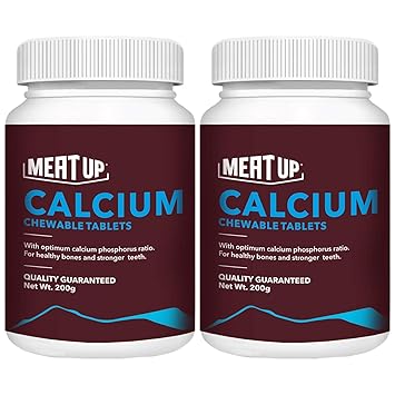 Meat Up Calcium Chewable Tablet- Dog Supplement, 50 Pcs (Buy 1 Get 1 Free)