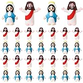 ARCHCRTC 40 Pcs Little Jesus Figures Virgin Mary Figurines Mini Jesus Figurines Miniature Virgin Mary Doll Classic Religious Gifts for Sunday Easter Eggs Stuffers Baptism Gift (40, Red&Blue)