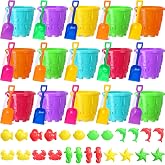 Teyva Daily 15 Sets Beach Sand Bucket and Shovel Toy Set for Kids Toddlers Included 6'' Castle Beach Buckets, Shovels and Sand Molds for Student Sandbox Summer Gifts Pool Toys Party Favors