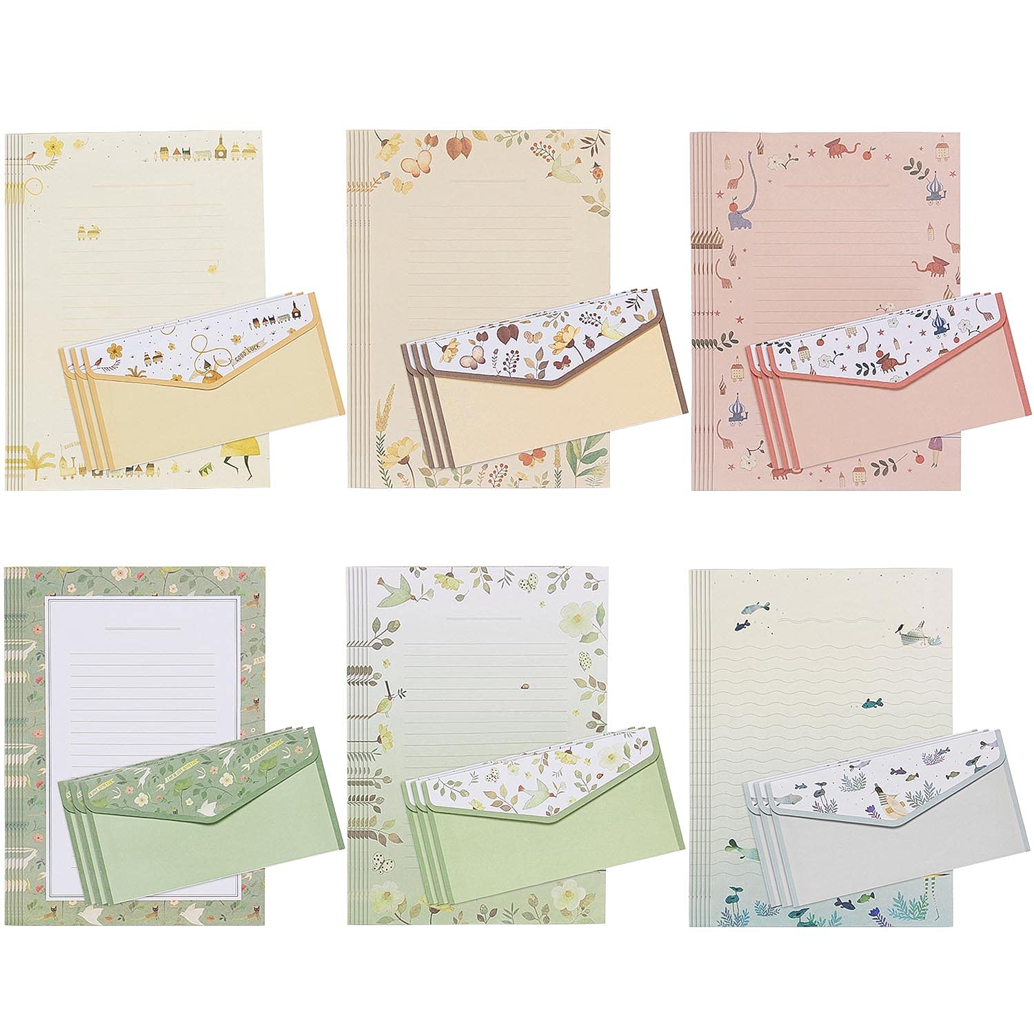 Unvtap Stationary Paper and Envelopes Set 54 Pcs Writing Paper and Envelopes, 36Pcs Cute Stationary Paper and 18Pcs Envelopes, Letter Set Lined Writing Paper and Envelopes for Office, Home, School