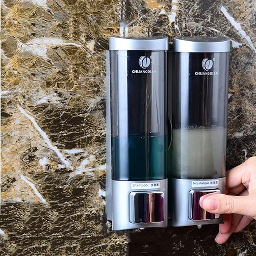 MZH Duschspender, Wandhalterung, DREI Köpfe, Hotelbad Doppelkopf