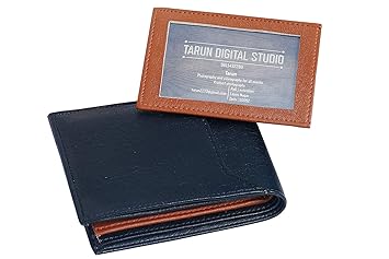 SAMTROH Black and Tan Mens Artificial Leather Wallet, Slots Space for 6 Cards Holder- Set of 1
