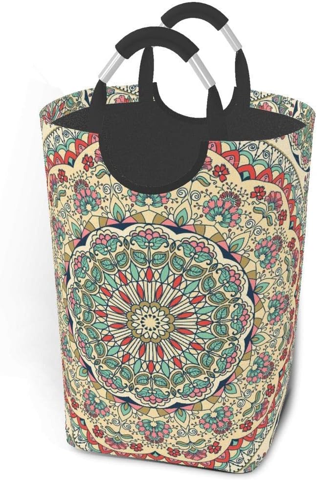 Cesto de lavandería colorido floral flor dibujada a mano Cesta de