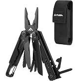FLISSA 15-in-1 Multitool Pliers with Sheath Safety Lock EDC | Stainless Steel with Self-Locking System, Knife, Saw and Screwdrivers. Belt Clip Nylon Carry Case for Outdoor Survival.
