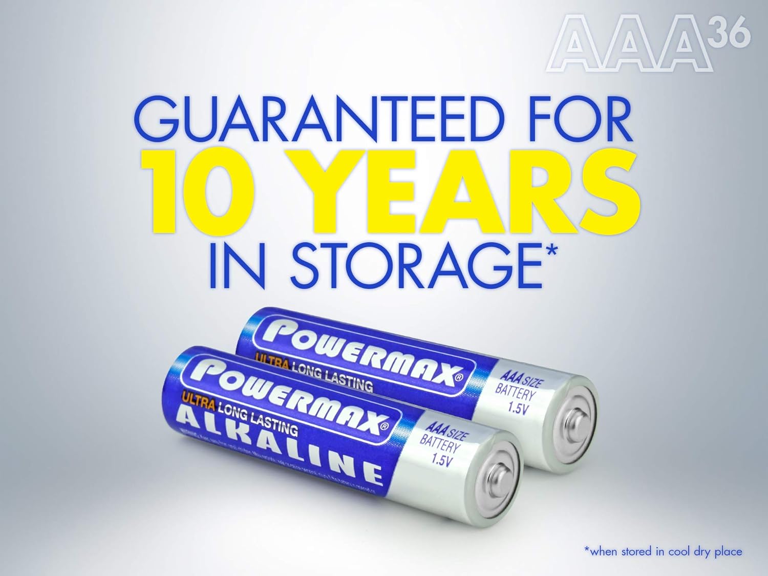 Powermax 36-Count AAA Batteries, Ultra Long Lasting Alkaline Battery, 10-Year Shelf Life, Recloseable Packaging: Health & Personal Care