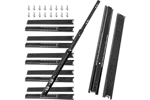 ZOENHOU 12 PCS 16 Inch Full Extension Drawer Slides, 6 Pairs Heavy Duty Metal Steel Ball Bearing Side Mount Drawer Slides Whi