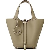 ERCOXIS Women's Leather Handbag, Unique Vegetable Basket Design Tote, Genuine Leather Purse for Daily Use, Shopping, Gift