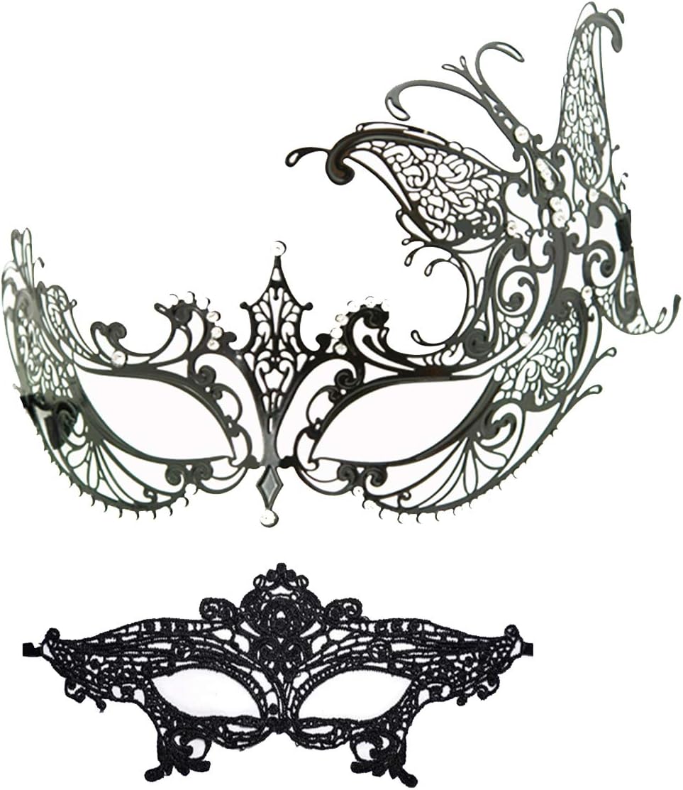 Masquerade Mask for Women Shiny Rhinestone Venetian Party Prom Ball Metal Mask