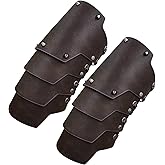 HiiFeuer Medieval Faux Leather 4 Layers Bracers Arm Armor, Middle Ages Mercenary Gauntlets, Costume Knight Archer Arm Guards