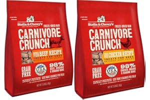 Stella & Chewy?s Carnivore Crunch Freeze-dried Dog Treats 2 Flavor Variety Bundle: (1) Cage-free Chicken Recipe and (1) Cage-