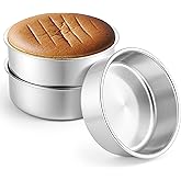 Leonyo 8 Inch Cake Pan Round Set of 3, Stainless Steel 8Inch Round Cake Pans Tins Set for Baking, Metal Circle Layer Tin for Birthday Wedding Party, Dishwasher Oven Safe