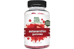 FeelGood Superfoods Astaxanthin Supplements, 6mg Antioxidant Gummies for Skin and Eye Health, Berry Flavor, Vegan, Non-GMO, 60 Count