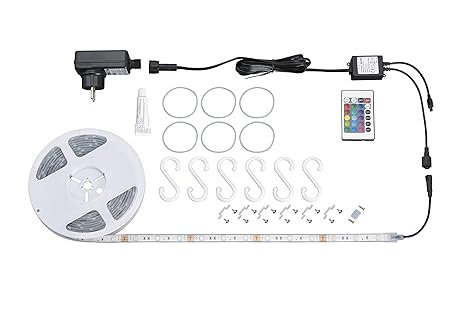 Briloner Leuchten Außen LED Band 3 m, Fernbedienung, dimmbar Plastik 14.4 W, Weiß 300 x 1 x 0.3 cm