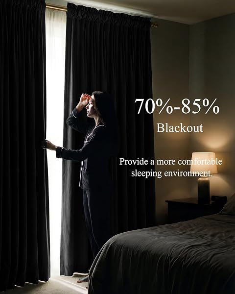 STANGH BLACK BLACKOUT CURTAINS 84 INCHES FOR BEDROOM, 2 PANELS