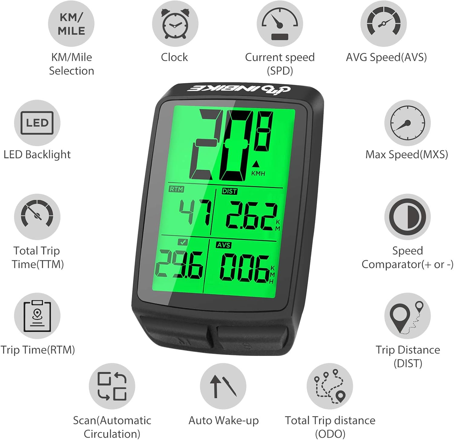 ANVAVA Bike Computer, Bicycle Speedometer, Wireless Cycling Odometer, Multifunctional & Waterproof, Smart Backlight, HD Digital LCD Big Display, Auto Power Off & Wake-up, Easy to Install : Sports & Outdoors