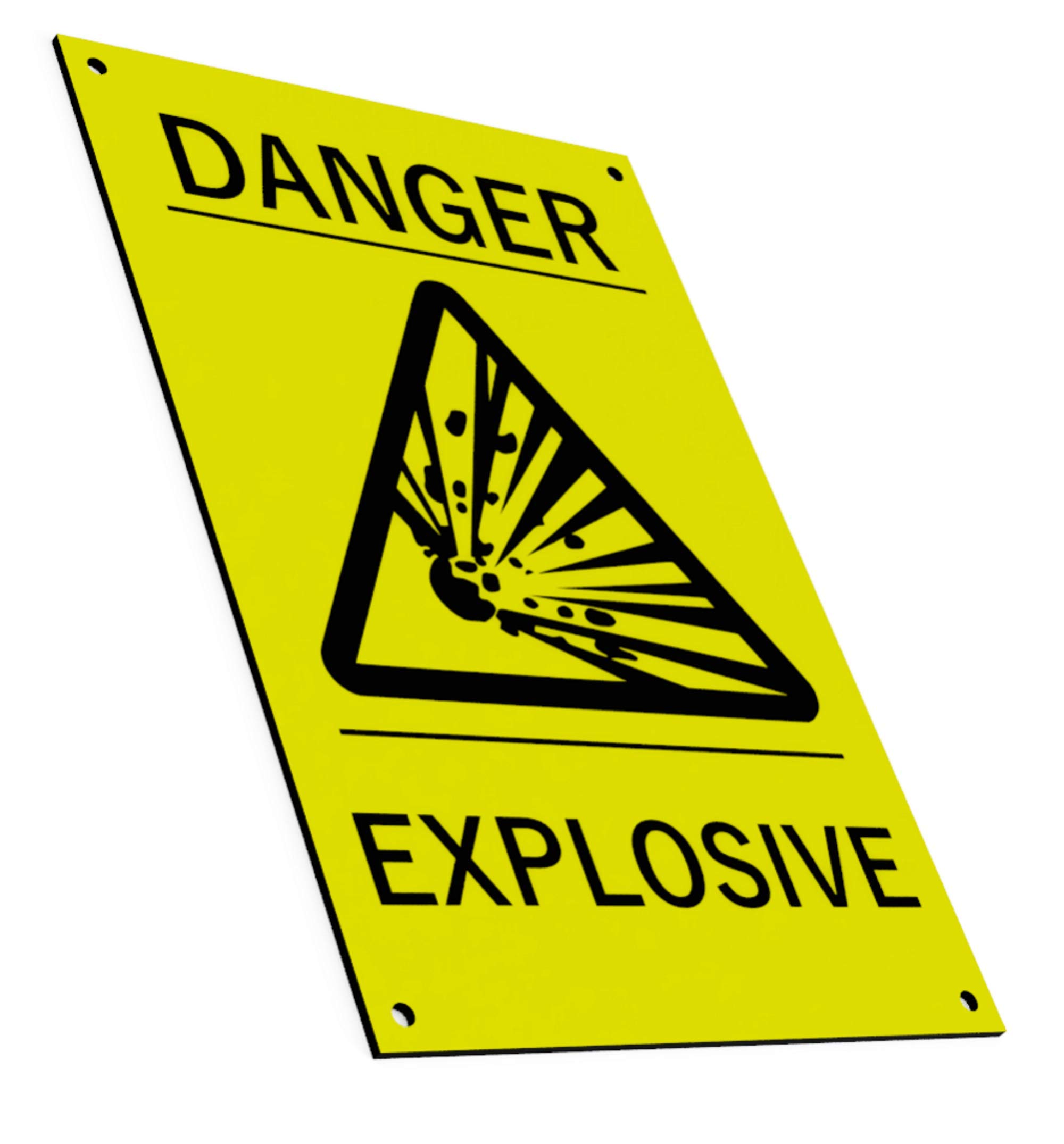High Visibility Yellow and Black Danger Explosive Safety Sign