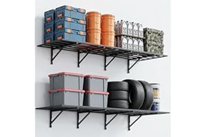 Noliven 4 Pack 2 x 3ft Garage Shelving Wall Mounted, 1600lbs Load Capacity, Adjustable PowerTool Organizer, Heavy Duty Storag