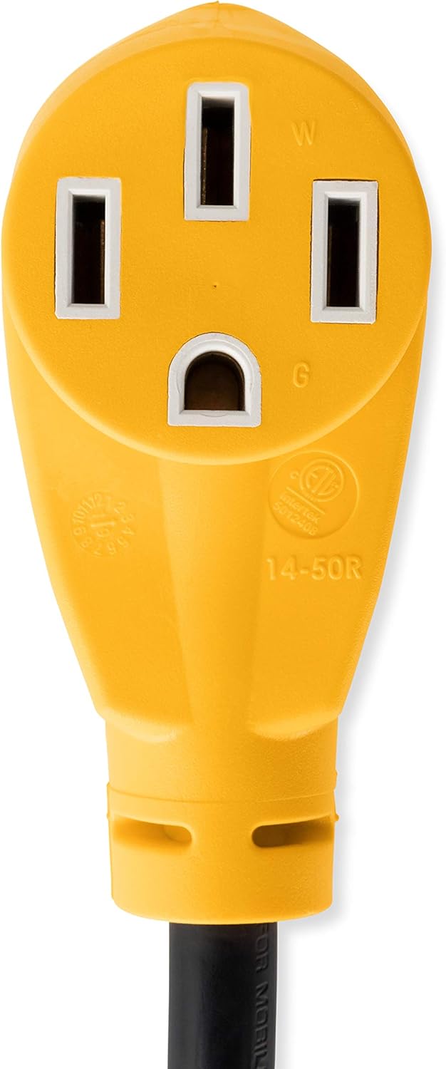Camco RV Dogbone Electrical Adapter With Easy PowerGrip Handle, 30 Amp Male to 50 Amp Female, 18" (3750W/125V) (55185): Automotive