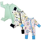 Bow Dream Bamboo Rayon Baby Boy Romper Footed Long Sleeve Footies Newborn Girl Clothes Footless with Zipper and Mitten Cuffs