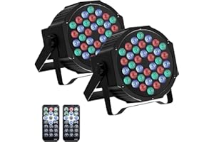 ZEMOJ Par Light for Stage,2 Pack 36x2W LED RGB 7 Channel with Remote for DJ KTV Disco Party Christmas Halloween Lighting