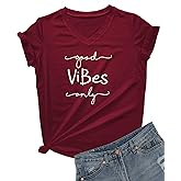 DANVOUY Womens Causal Short Sleeve V-Neck T-Shirt Graphic Tees