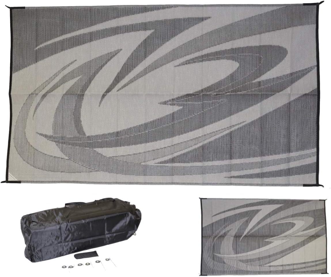 Amazon Com Eez Rv Products 9x18g Reversible Durable Outdoor Patio Rv Mats Perfect For Camping Beach Picnic In The Park 9ft X 18ft Grey Kitchen Dining