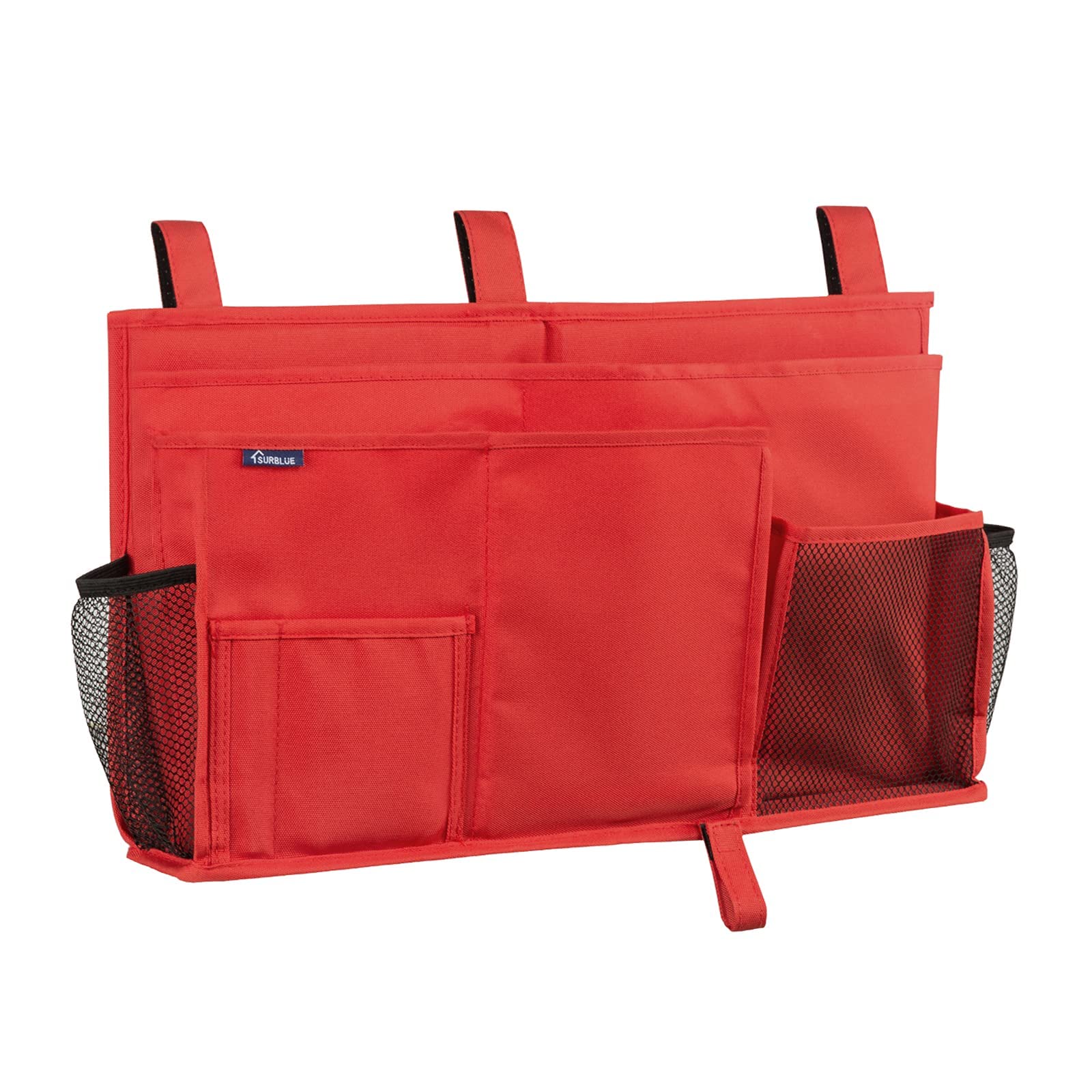 Surblue Caddy Hanging Organizer Bedside Storage Bag for Bunk and Hospital Beds, Red, L