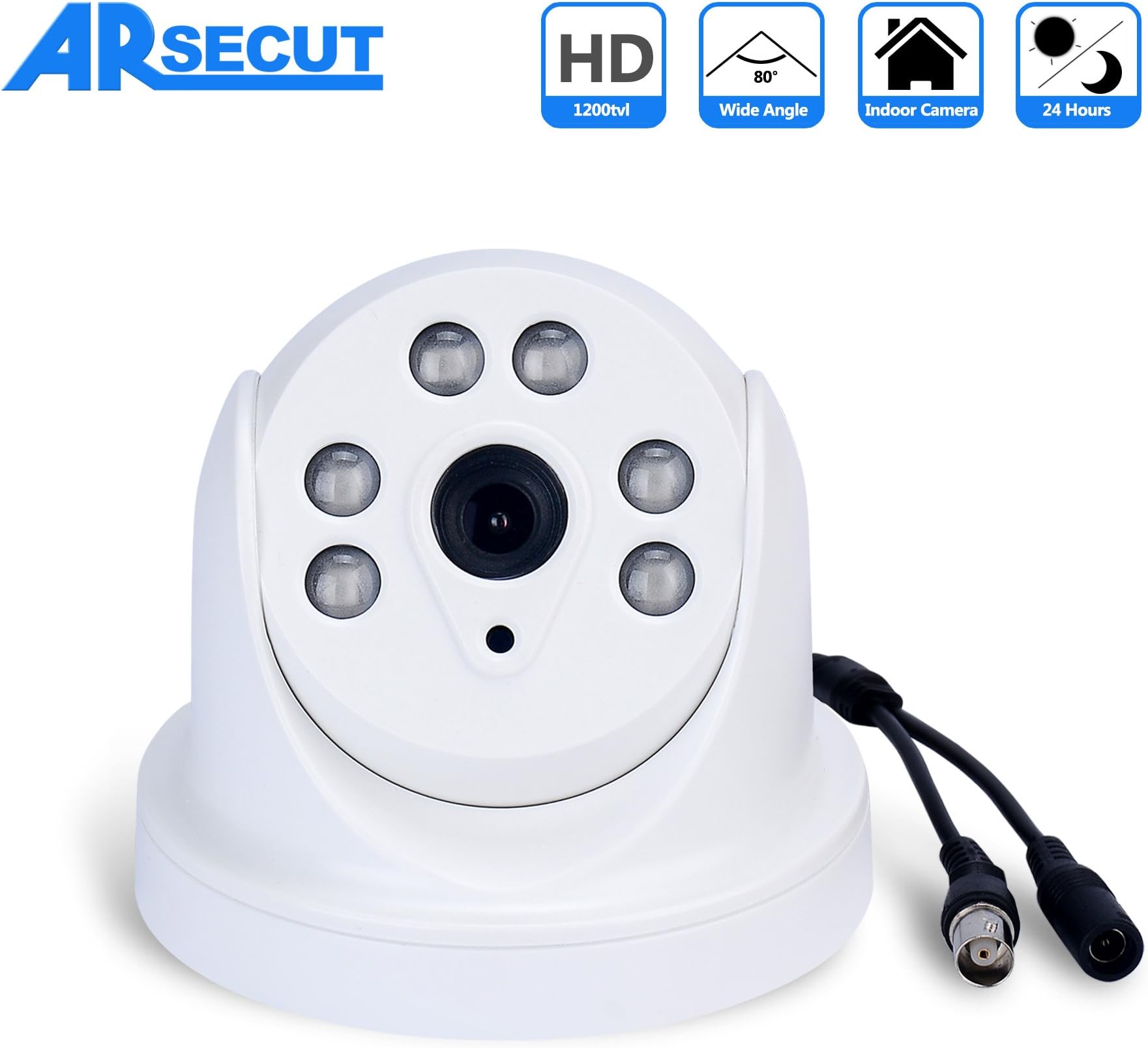Arsecut Home Security Camera System Home Surveillance System 1200TVL with IR-Cut Filter Video Surveillance System Dome Camera With 65ft IR Range Night Vision
