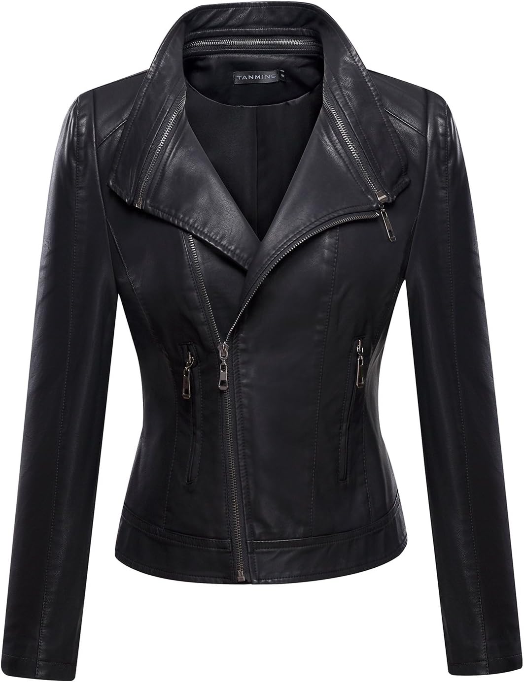 Women's Faux Leather Moto Biker Short Coat Jacket