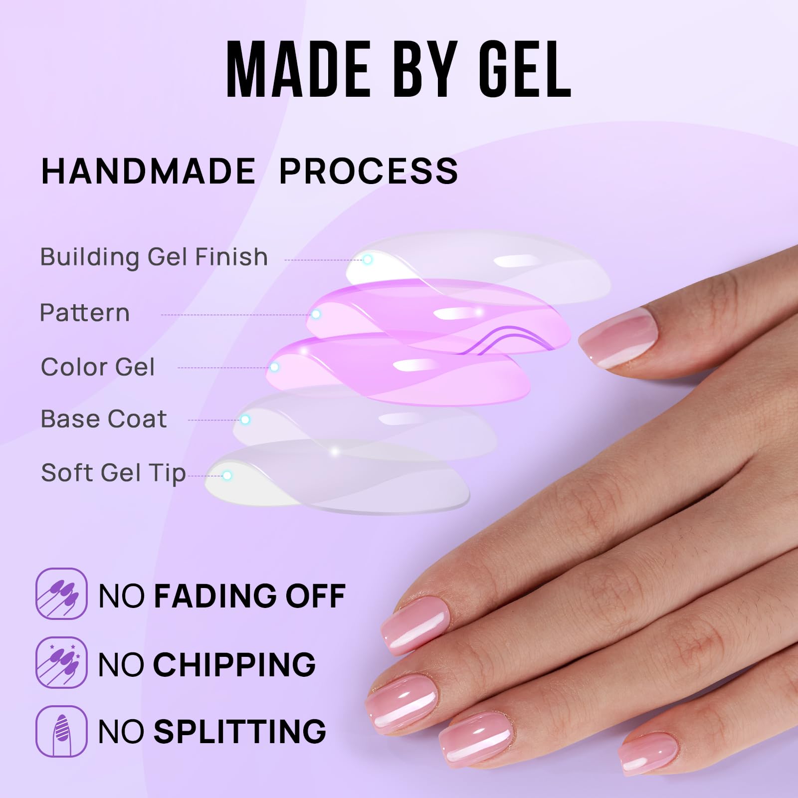 BTArtbox Press On Nails Short - Square Press On Nails, Pink Chrome Nail Tips Glue On Nails with Nail Glue, Reusable Stick On Nails in 15 Sizes - 30 Soft Gel Fake Nails Kit, Lotus Glazed - Image 4