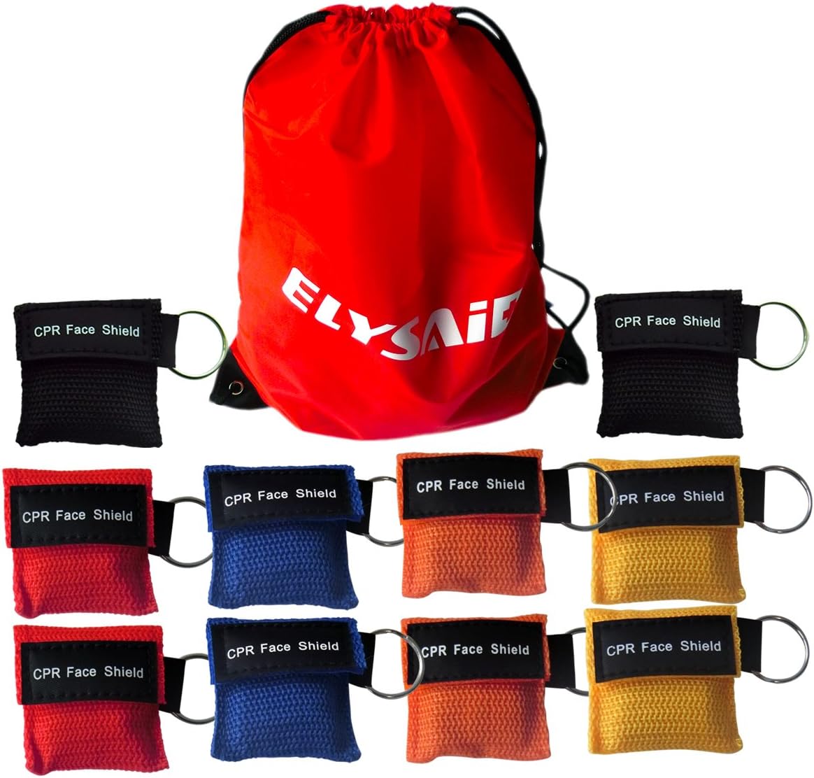 100 Pcs/Pack CPR Barrier Keychain with CPR Face Shield Aed 5 Colors