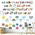 DECOWALL DS12-8070N Animal Alphabet Numbers Colour Weather Kids Wall Stickers Decals playroom Letters Decor Bedroom ABC Nursery Classroom Toddlers Learning Educational Baby Rainbow Colorful