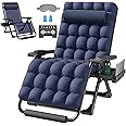 ZENPETIO Oversized Zero Gravity Chair, 33In XXL Zero Gravity Recliner Lounge Chair, Anti Gravity Chair for Indoor and Outdoor, Reclining Camping Chair for Lawn and Patio w/Cushion and Footrest, 500LBS